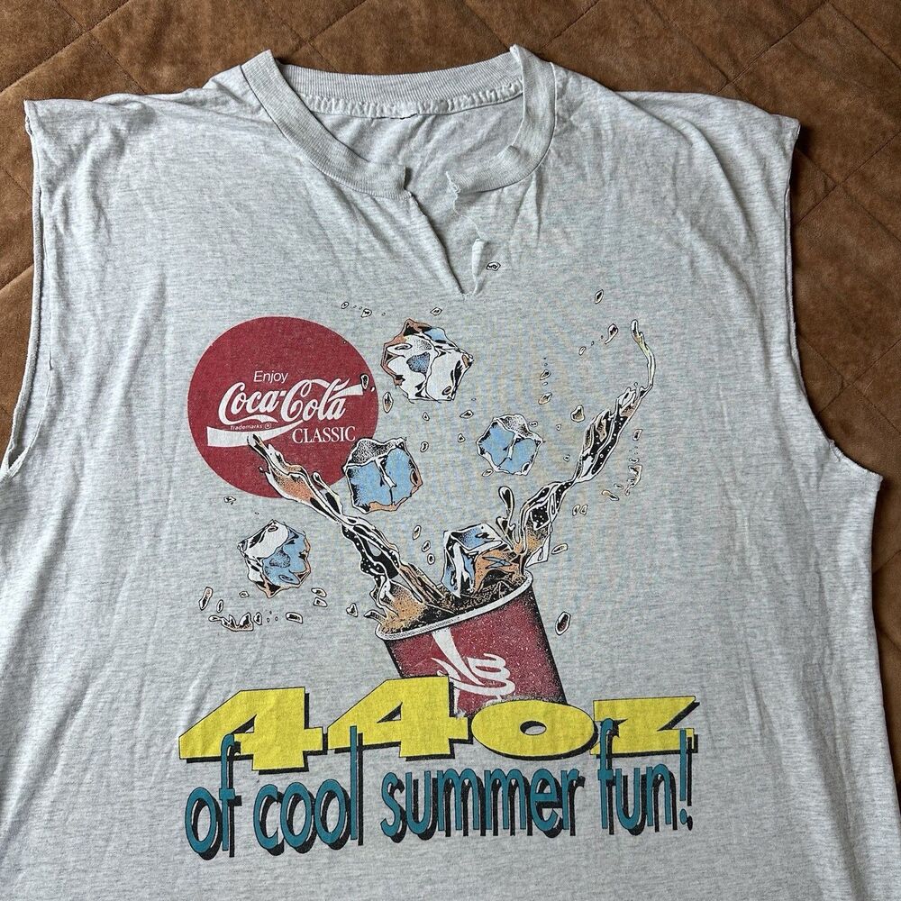 Vintage 90s Coca Cola Coke 44 Oz Double-Sided Shirt Soda Pop Mens XL